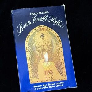 New Old Stock Gold Plated Christmas Candle Holder Holy Family Bethlehem Star